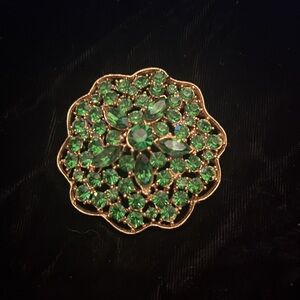 Vintage Green and Gold Brooch
